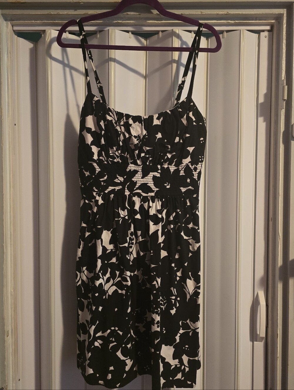 B. Smart Black and White Floral Midi Dress